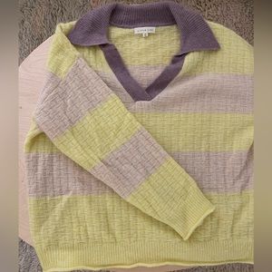 Little Lies striped polo sweater in M/L